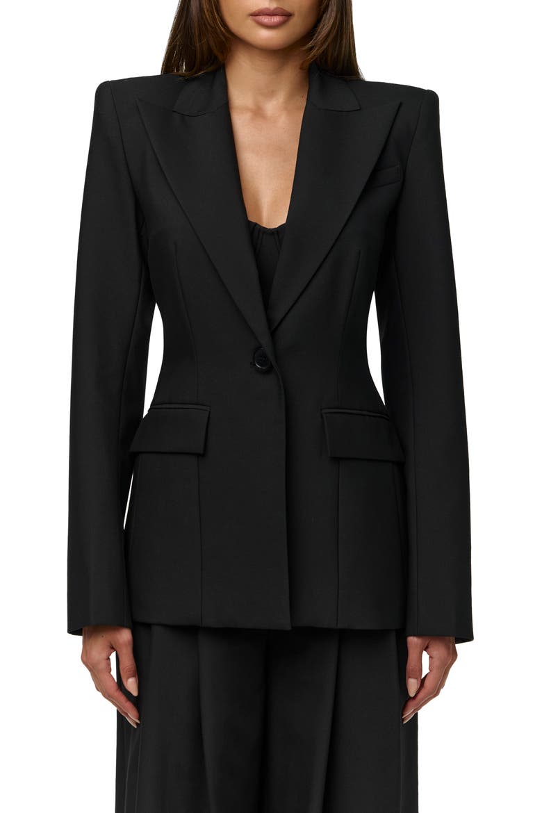 One-Button Blazer, Main, color, BLACK