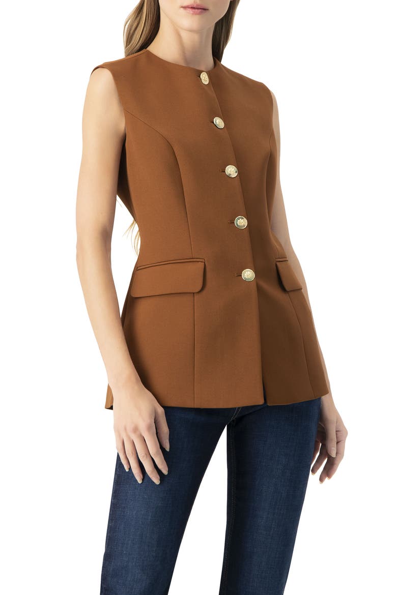 Solid Vest with Pockets, Alternate, color, Brown