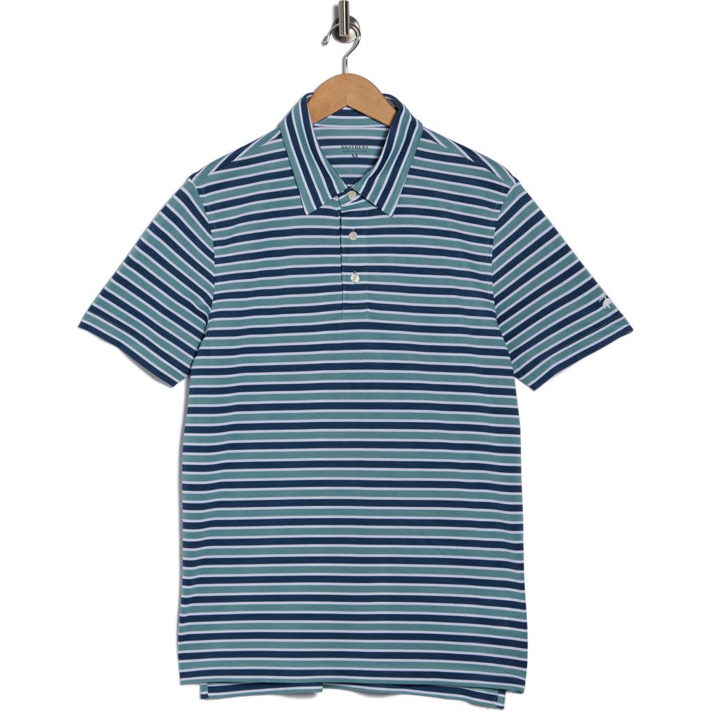Brooks Brothers Stripe Knit Polo In Blue