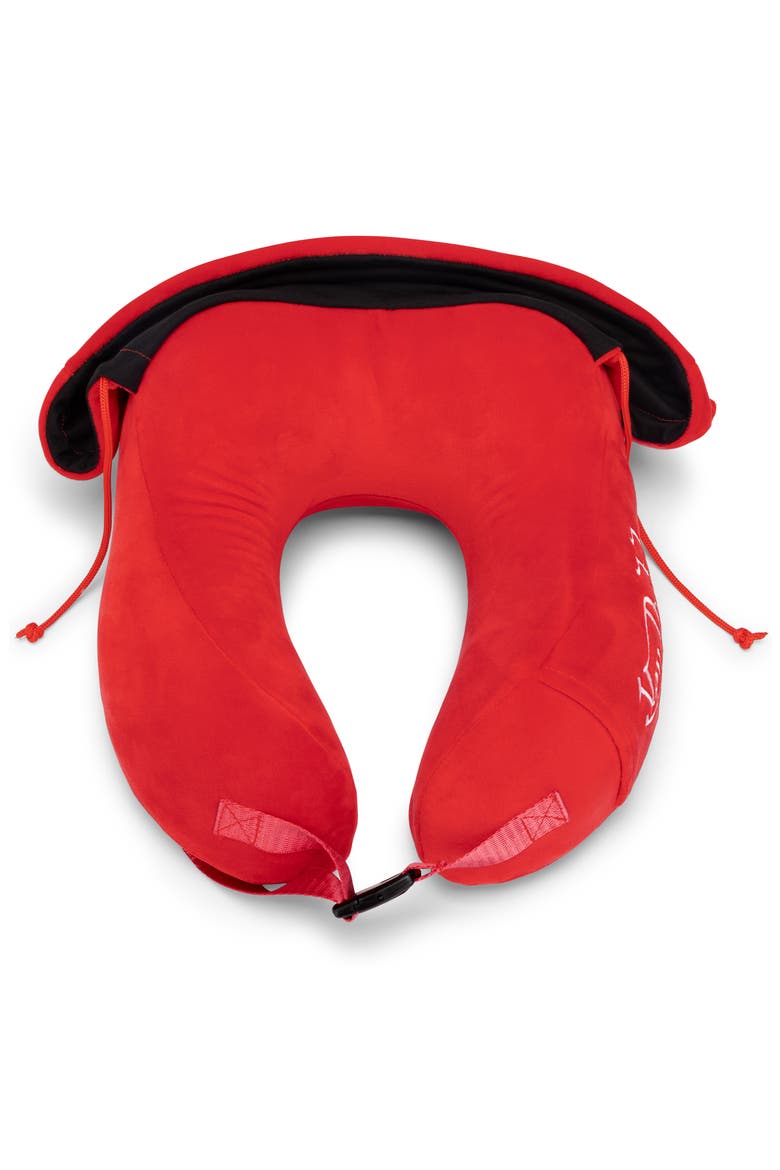Eyeconic Hooded Ergonomic Memory Foam Travel Neck Pillow, Alternate, color, Red