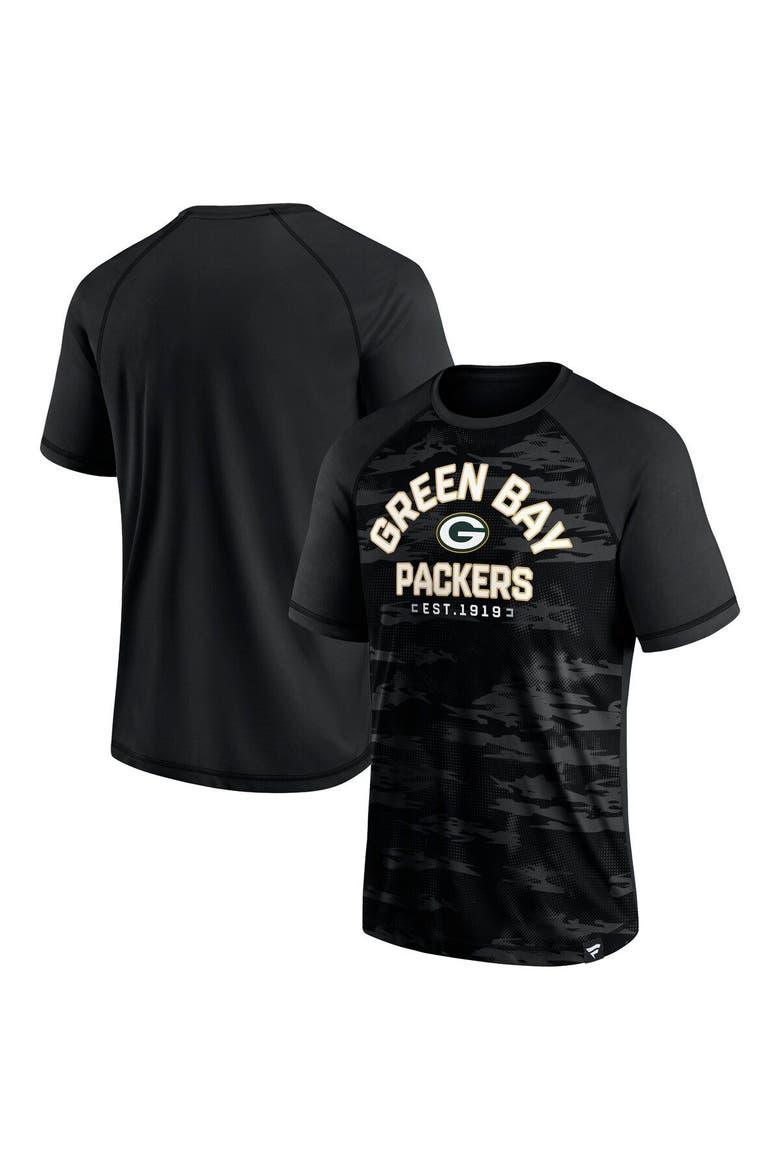 Men's Fanatics Branded Green Bay Packers Blackout Hail Mary Raglan T-Shirt, Alternate, color, Black