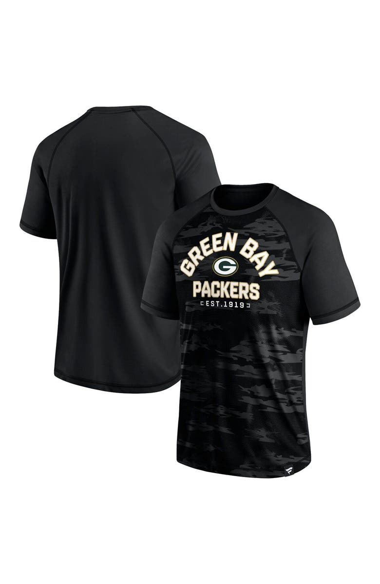 FANATICS Men's Fanatics Branded Green Bay Packers Blackout Hail Mary Raglan T-Shirt, Alternate, color, 