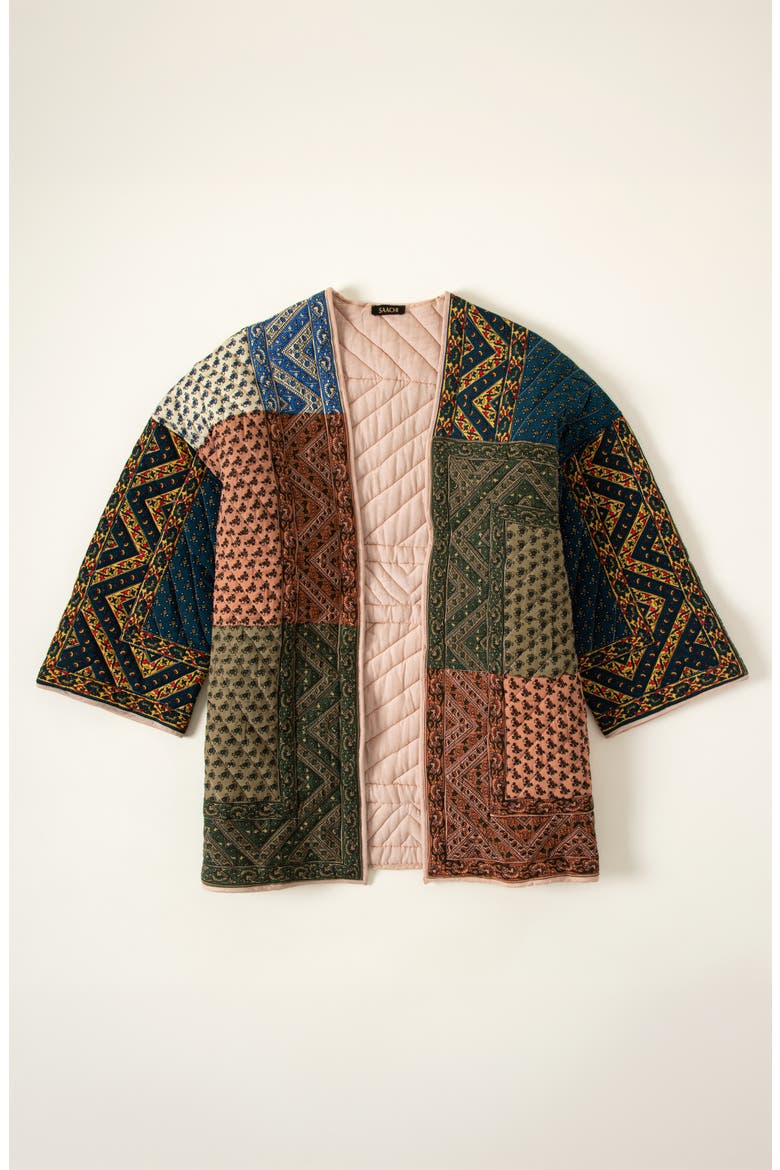 Kantha Quilted House Coat, Main, color, Multi