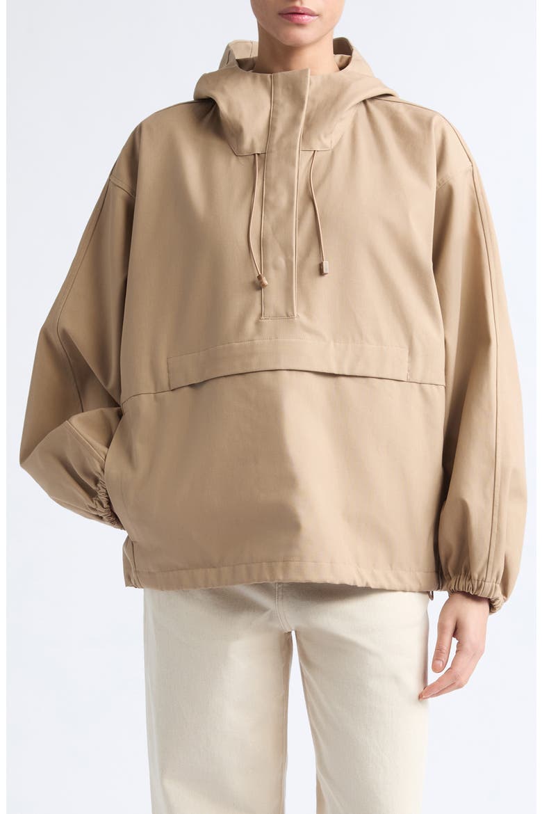 Oversize Hooded Cotton Anorak, Main, color, BEIGE