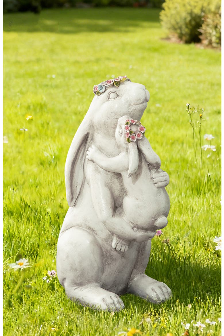17"H MGO Hugging Mom and Baby Rabbit Statue, Alternate, color, White
