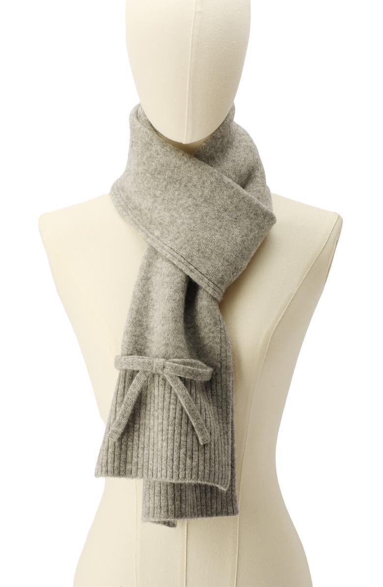 Kate Spade New York bow wool scarf, Alternate, color, Heather Grey