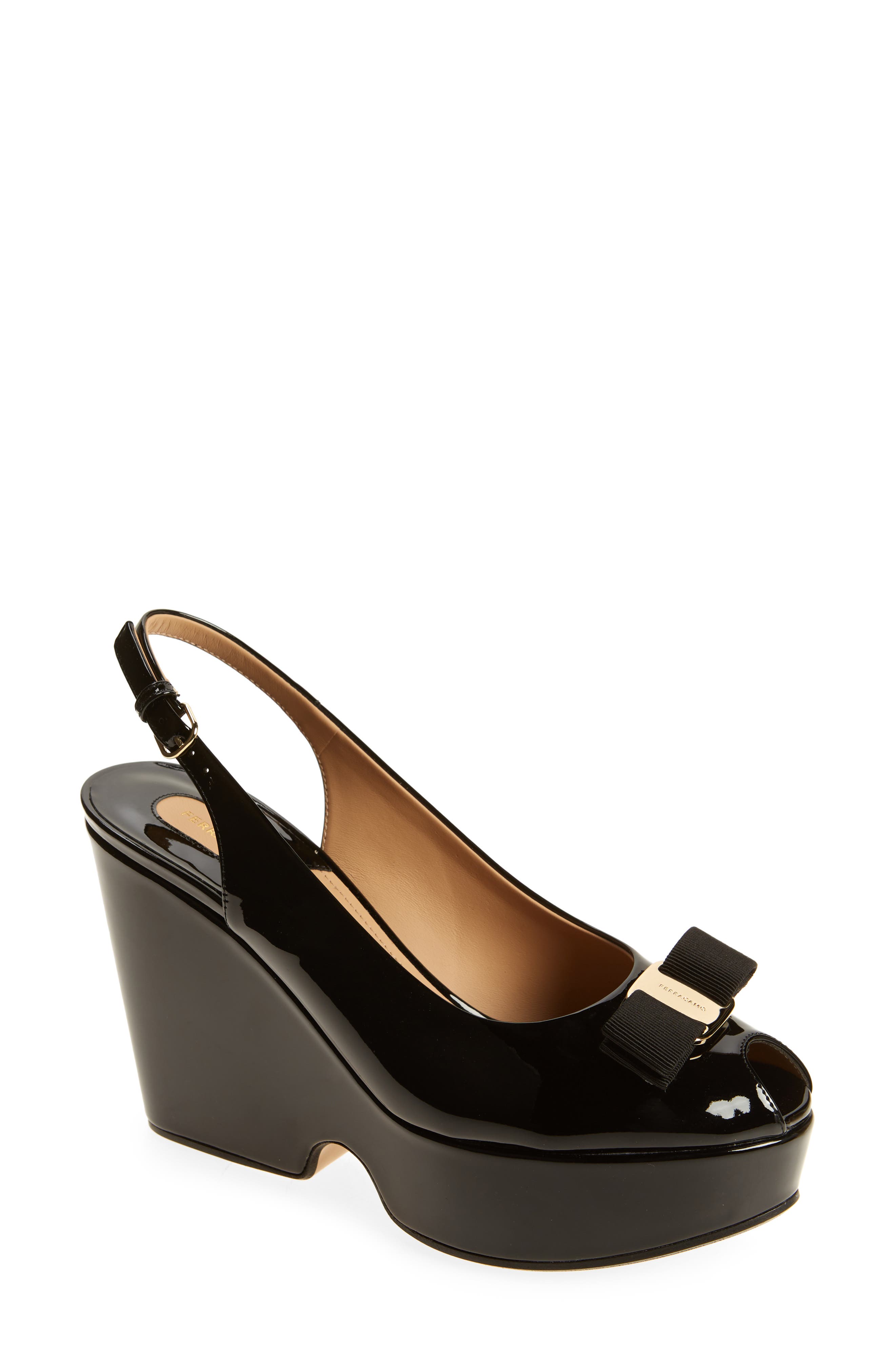 FERRAGAMO Lally Platform Slingback Pump, Main, color, 