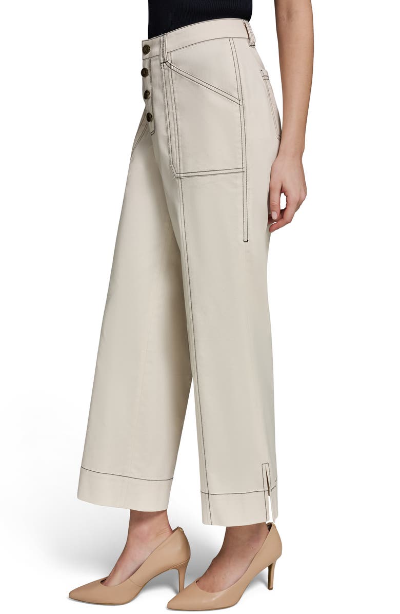 KARL LAGERFELD PARIS Straight Leg Crop Pants, Alternate, color, Bisque Multi