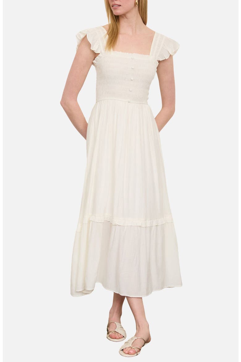 Smocked Bodice Tiered Maxi Dress, Main, color, NATURAL