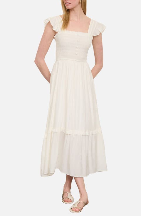 Smocked Bodice Tiered Maxi Dress