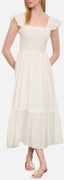 Blu Pepper Smocked Bodice Tiered Maxi Dress