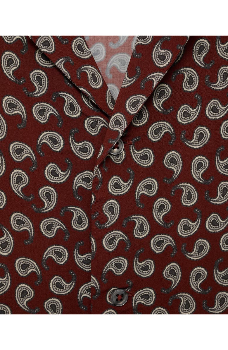 MANGO Print Regular Fit Short Sleeve Button-Up Camp Shirt, Alternate, color, Cherry