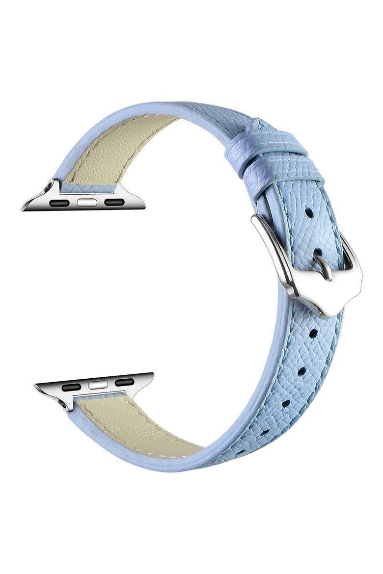 Cleo Leather Apple Watch® Watchband, Alternate, color, ICE BLUE