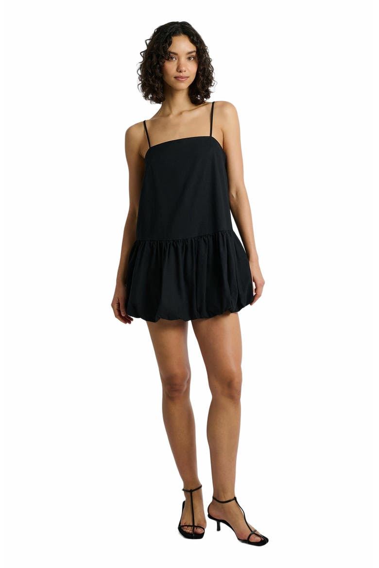 Air Linen Bubble Mini Dress, Main, color, BLACK