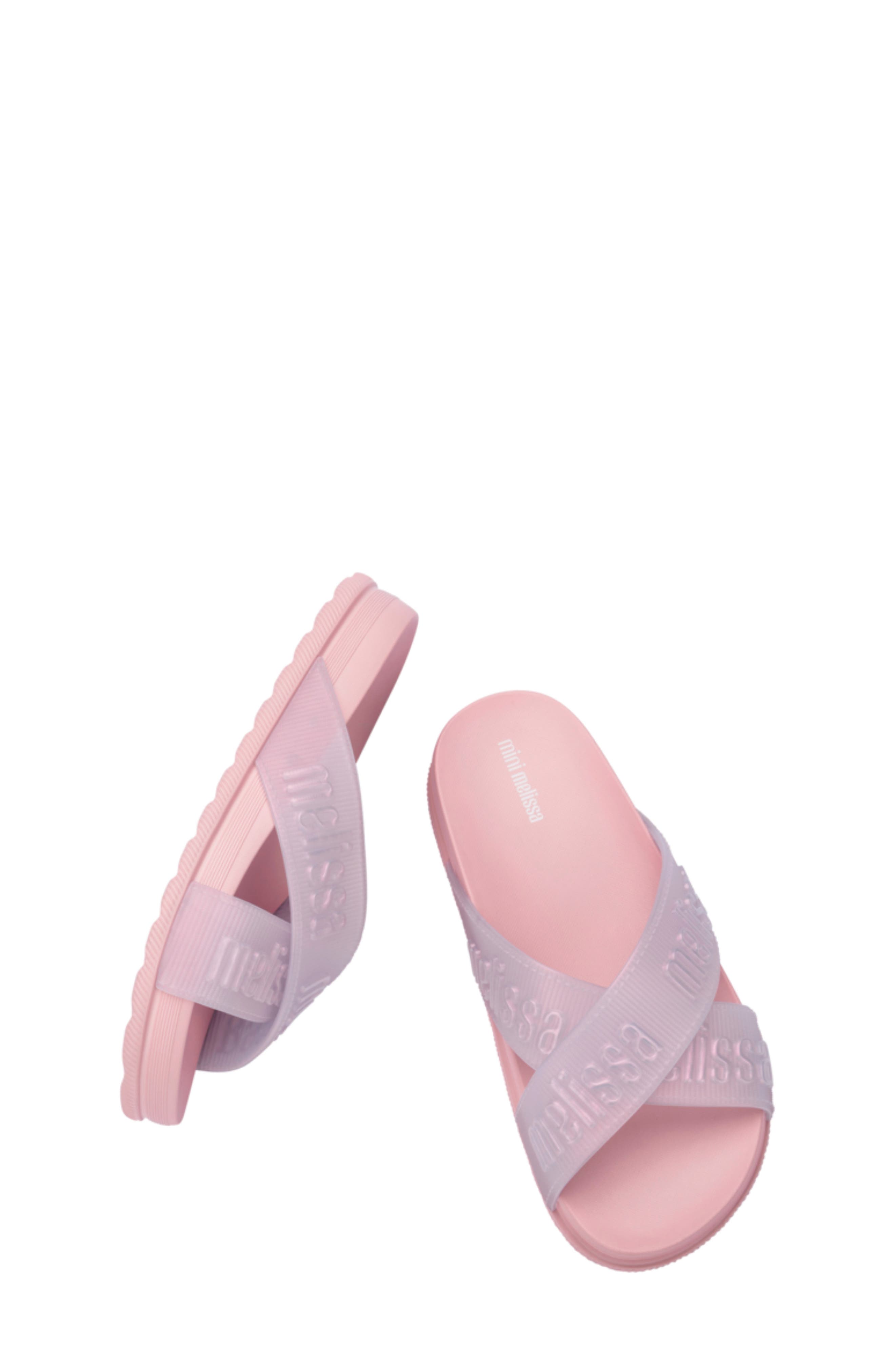 Kids' Cozy Cross Strap Slide Sandal, Alternate, color, PINK/ PEARLY