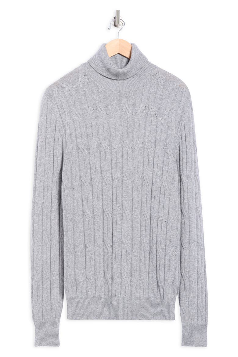 Cable Knit Turtleneck Sweater, Alternate, color, PLATINUM