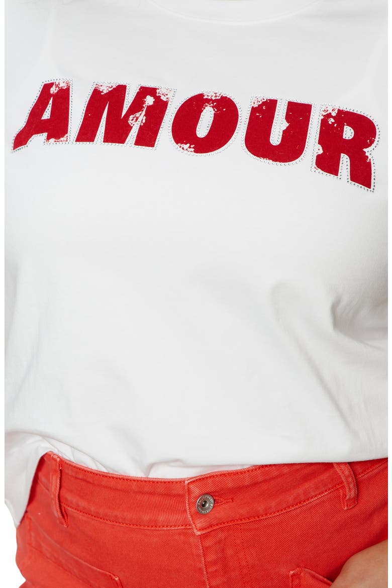 Embellished Organic Cotton Graphic T-Shirt, Alternate, color, WHITE/ CHERRY LACQUER