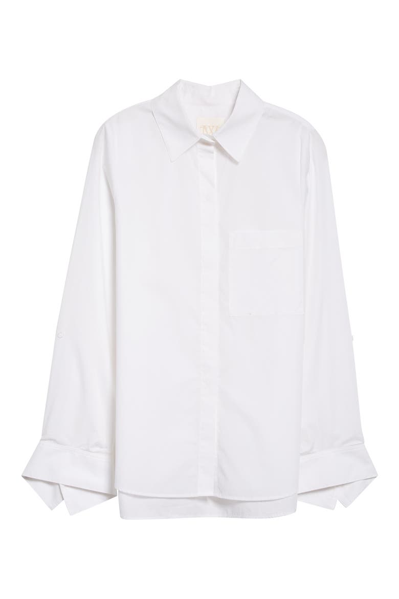 The Boyfriend Cotton Button-Up Shirt, Alternate, color, WHITE