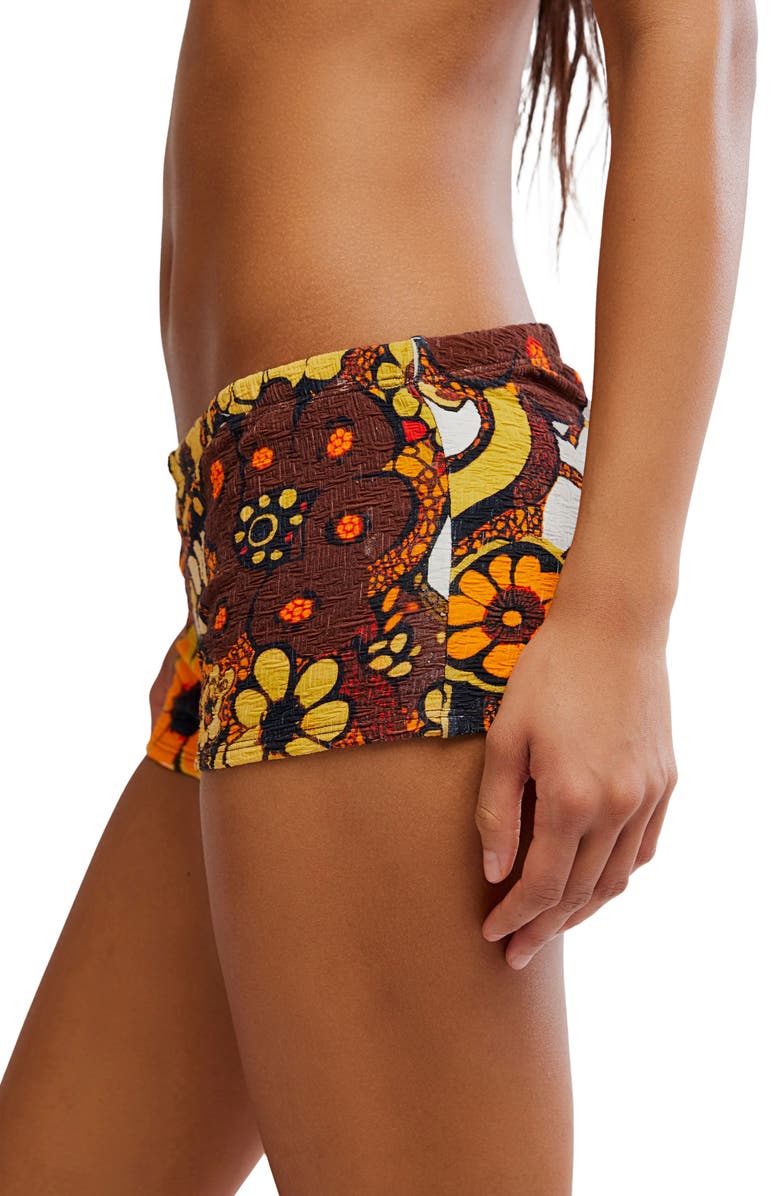 Free People Dixie Printed Shortie Bikini Bottoms, Alternate, color, Golden Hour/ Fudgesic