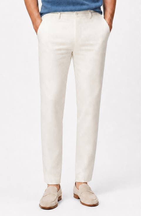 Linen Blend Flat Front Pants