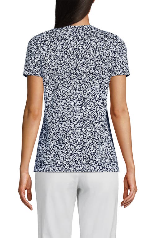 Lands' End Relaxed Supima Cotton V-neck T-shirt In Deep Sea Navy Blossoms