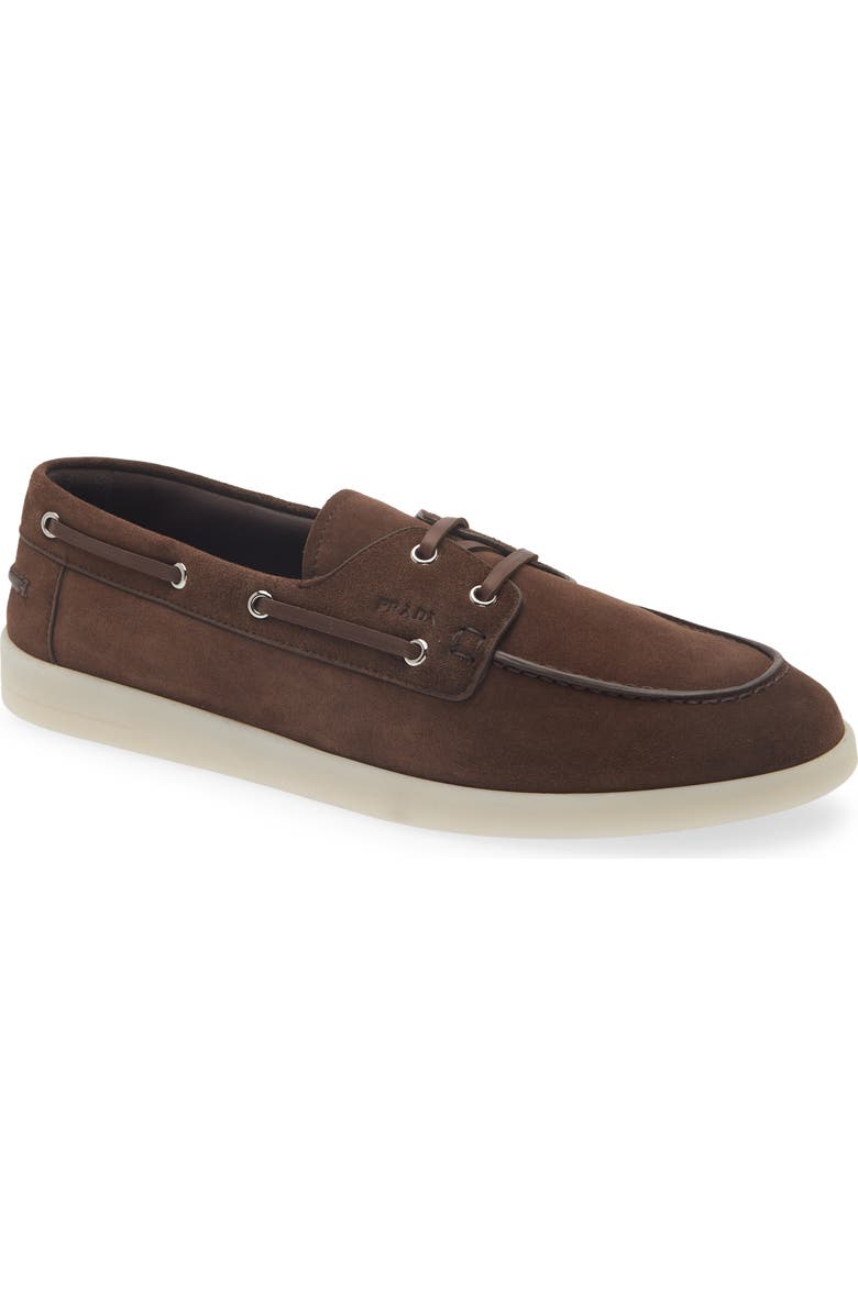 Prada St. Tropez Boat Shoe, Main, color, Moro