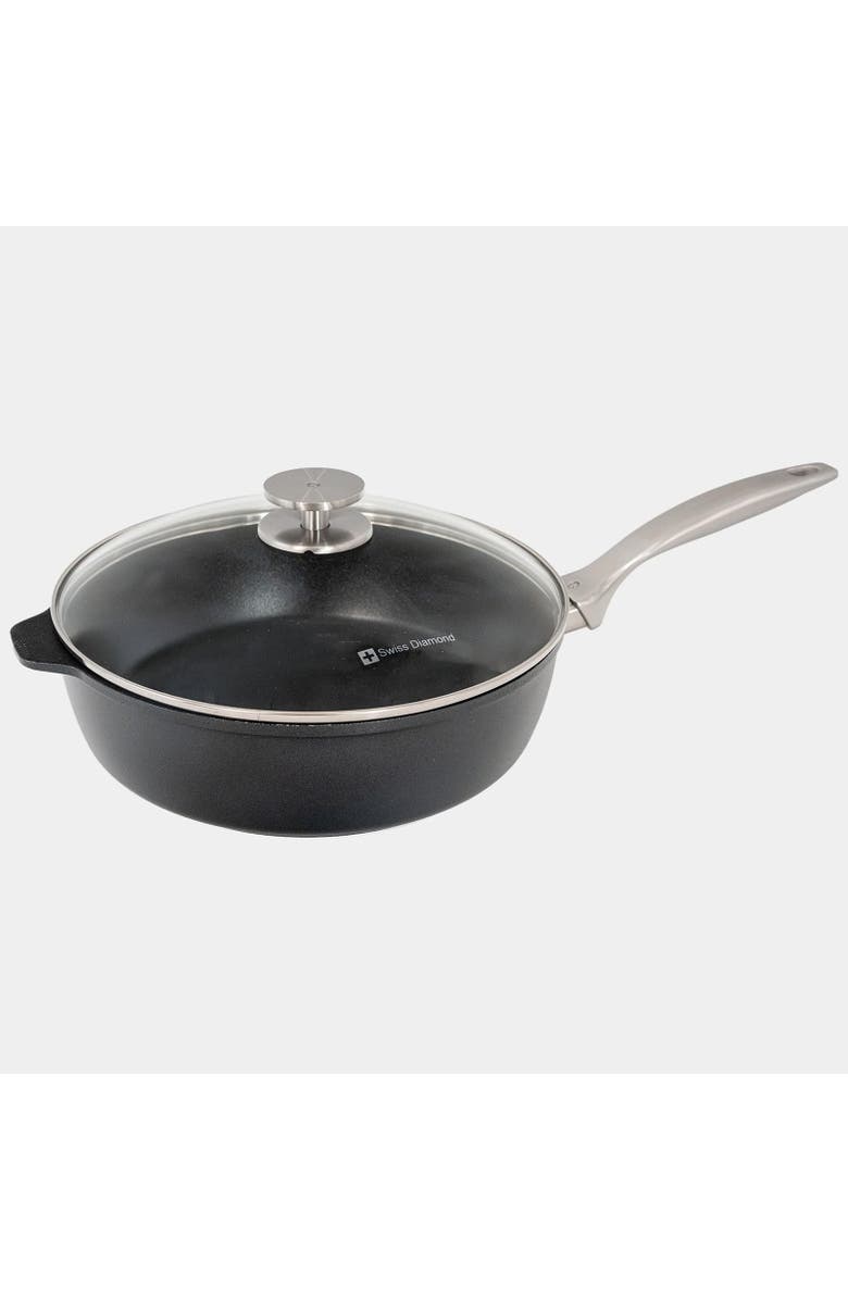 Swiss Diamond CHD Nonstick Saute Pan with Glass Lid, 3.8 qt, Main, color, Black