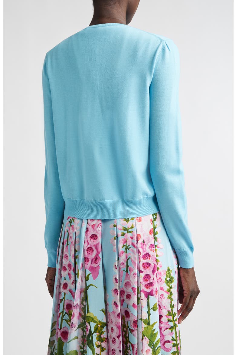 Foxglove Embroidered Virgin Wool Cardigan, Alternate, color, LILAC/ SKY