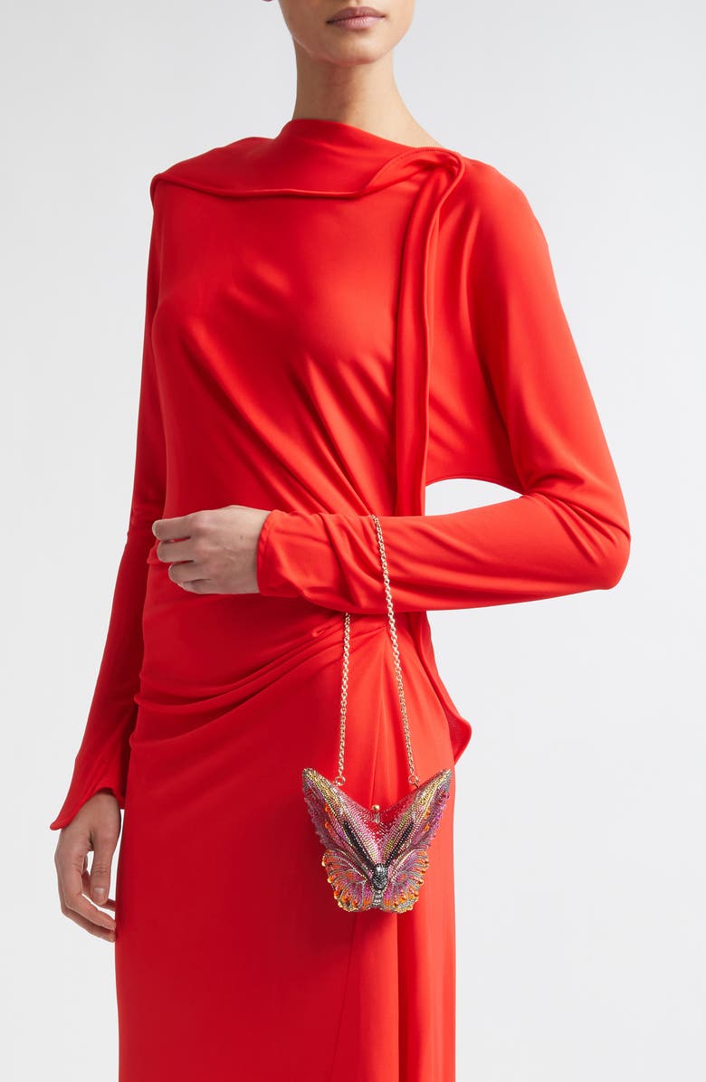 JUDITH LEIBER COUTURE Butterfly Crystal Clutch, Alternate, color, Champagne Multi