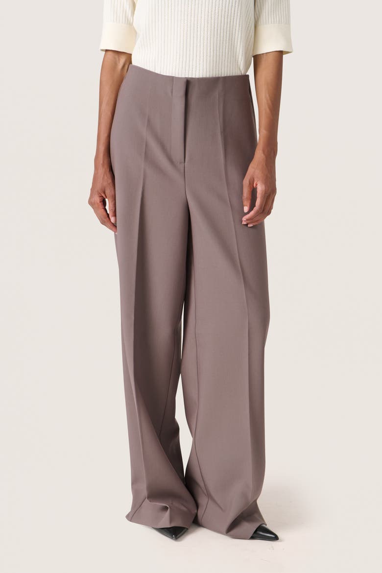 Corinne High-Waisted Wide Legs Trousers, Main, color, Dark Gull Gray