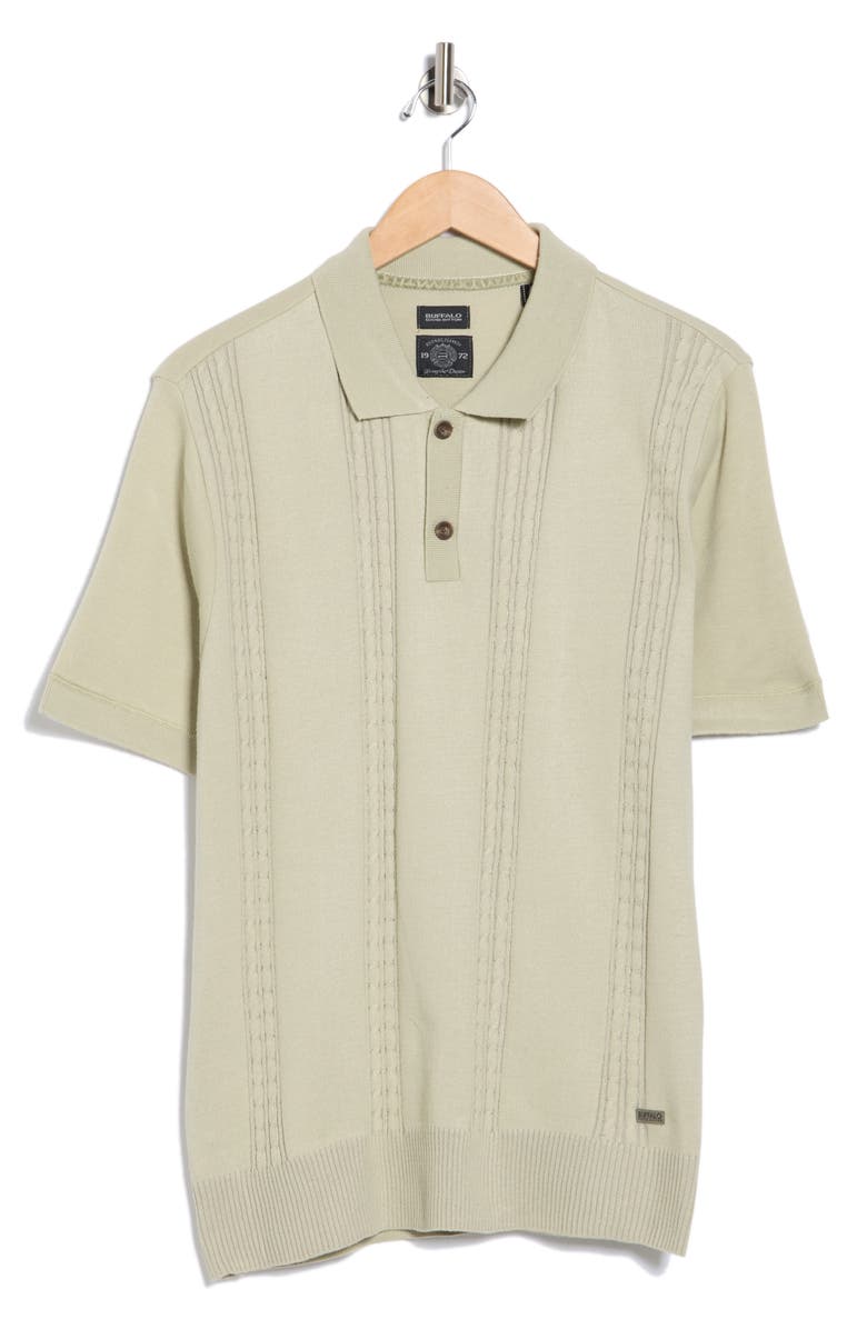 Buffalo Jeans Wagners Cotton Pointillé Short Sleeve Polo, Alternate, color, Desert Sage