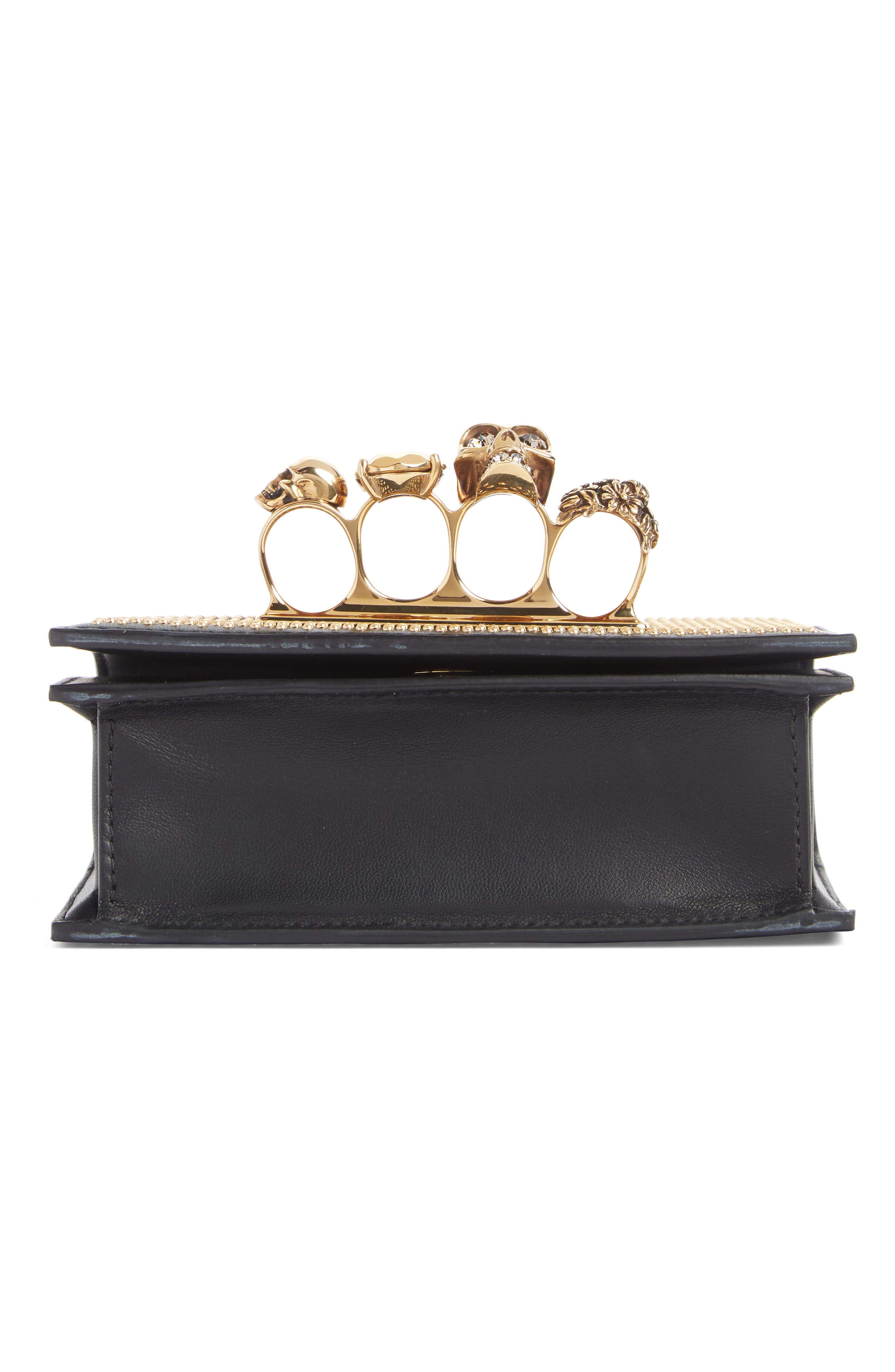 McQueen Alexander McQueen Mini Studded Leather Knuckle Crossbody Bag, Alternate, color, 
