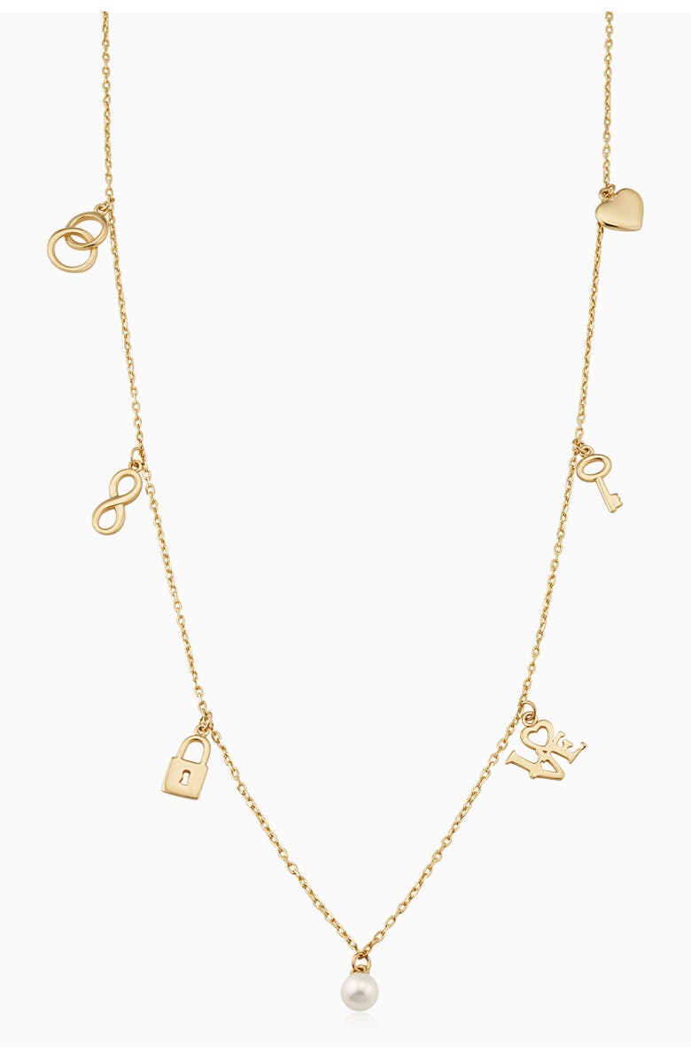 Oradina 14K Yellow Gold Forever Yours Charm Necklace, Main, color, 14K Yellow Gold