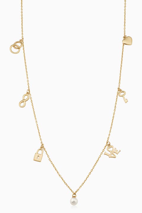 14K Yellow Gold Forever Yours Charm Necklace