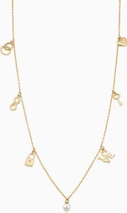 Oradina 14K Yellow Gold Forever Yours Charm Necklace