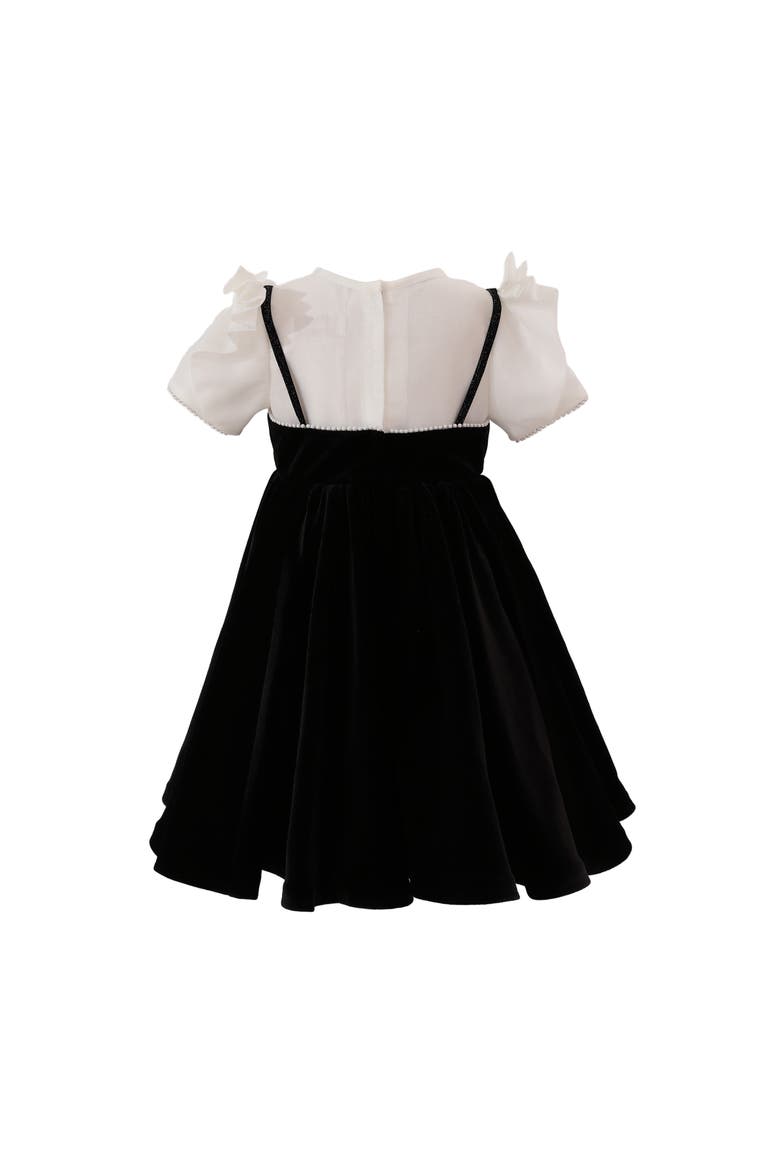Onyx Velvet Bow Dress, Alternate, color, Black