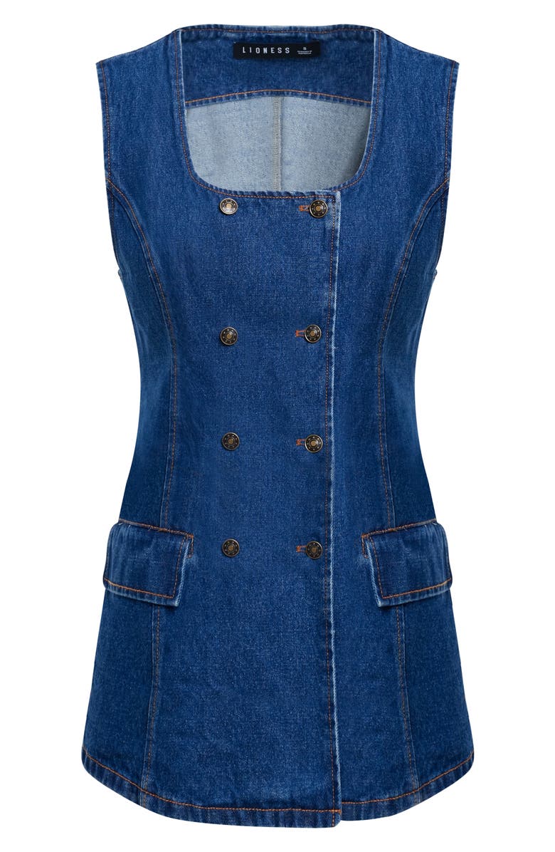 LIONESS L'Esprit Double Breasted Denim Minidress, Alternate, color, Indigo