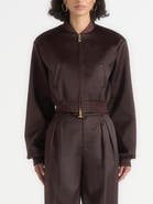 Manière De Voir Monique Satin Wide Shoulder Bomber Jacket