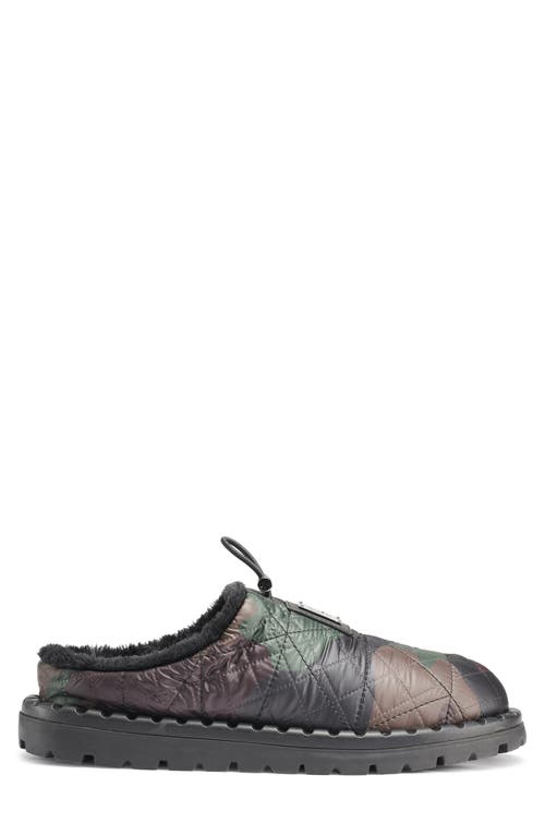 Karl Lagerfeld Paris Faux Fur Lined Quilted Nylon Camo Slipper In Green