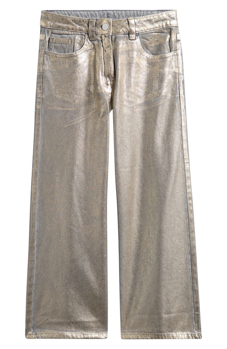 NEXT Kids' Metallic Wide Leg Jeans, Main, color, Gold