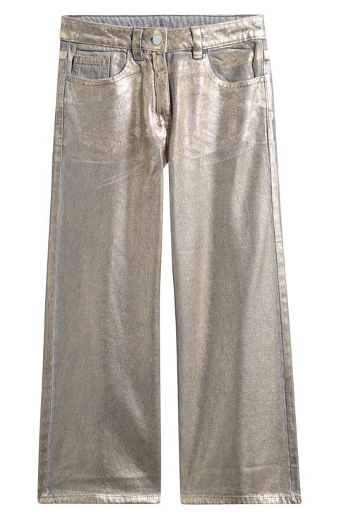Kids' Metallic Wide Leg Jeans (Big Kid)