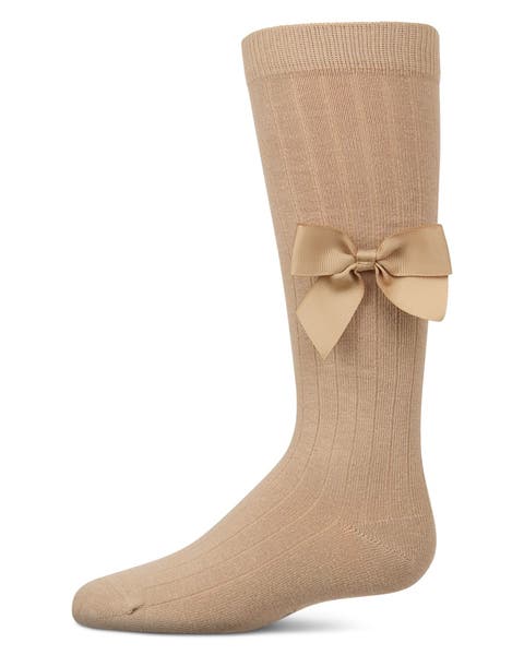 Ribbed Stretch Bow Trim Knee Sock (Toddler, Little Kid & Big Kid)