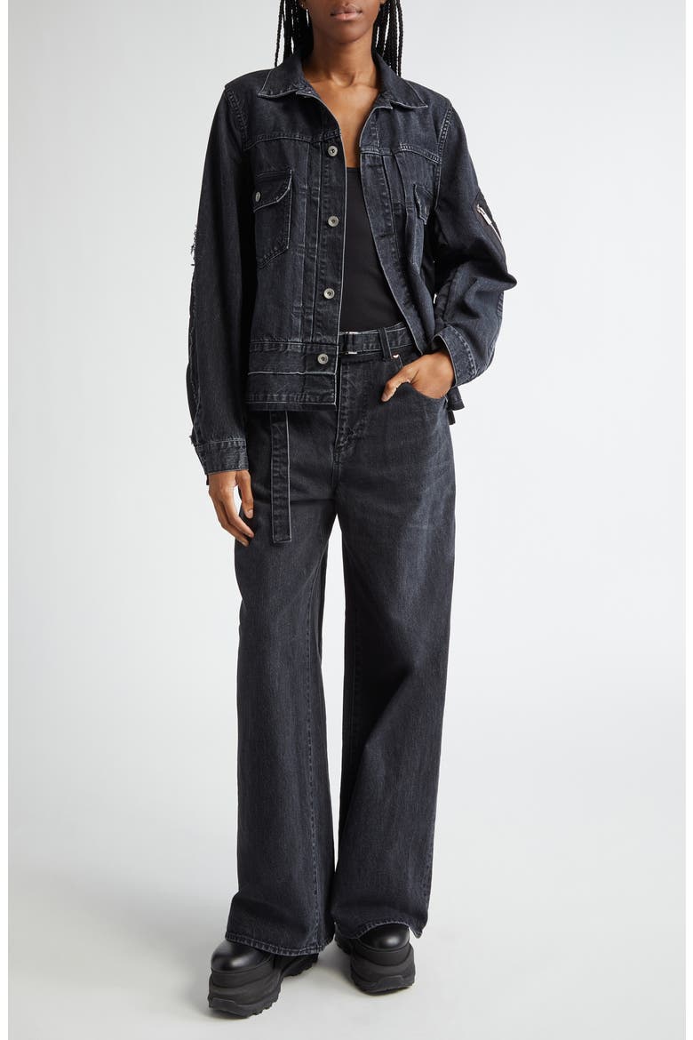 Denim & Nylon Twill Jacket, Alternate, color, BLACK 001