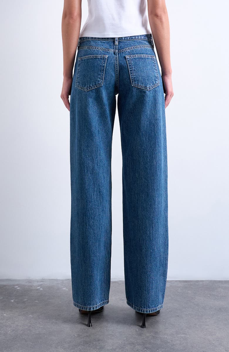 Topshop Low Rise Straight Leg Jeans, Alternate, color, Medium Blue