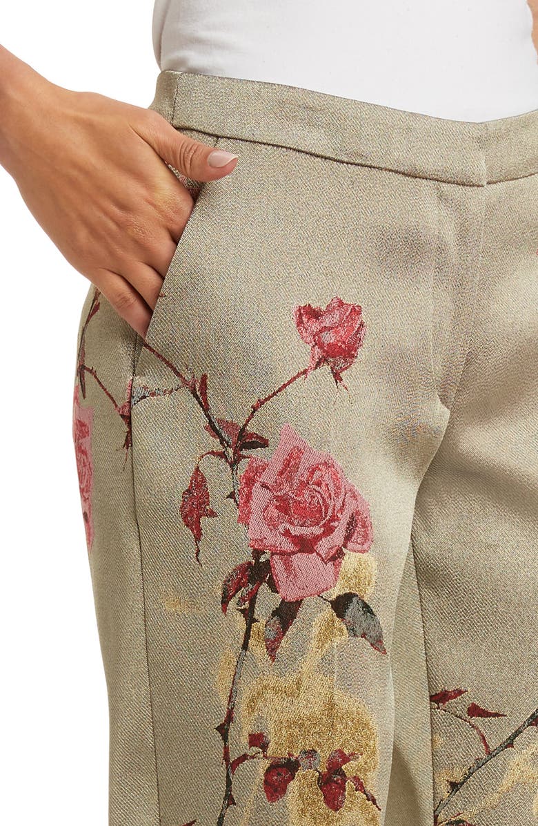 Dries Van Noten Poumas Rose Jacquard Ankle Pants, Alternate, color, Gol