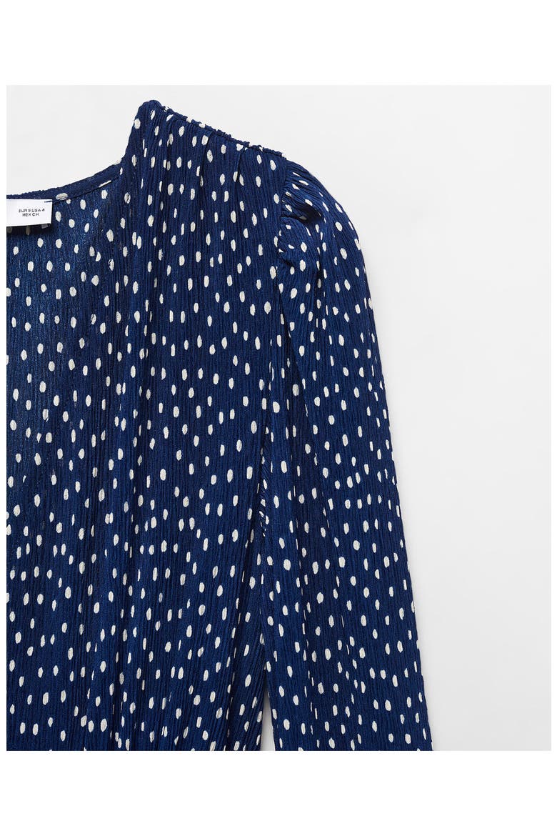 Polka Dot Long Sleeve Midi Dress, Alternate, color, BLUE