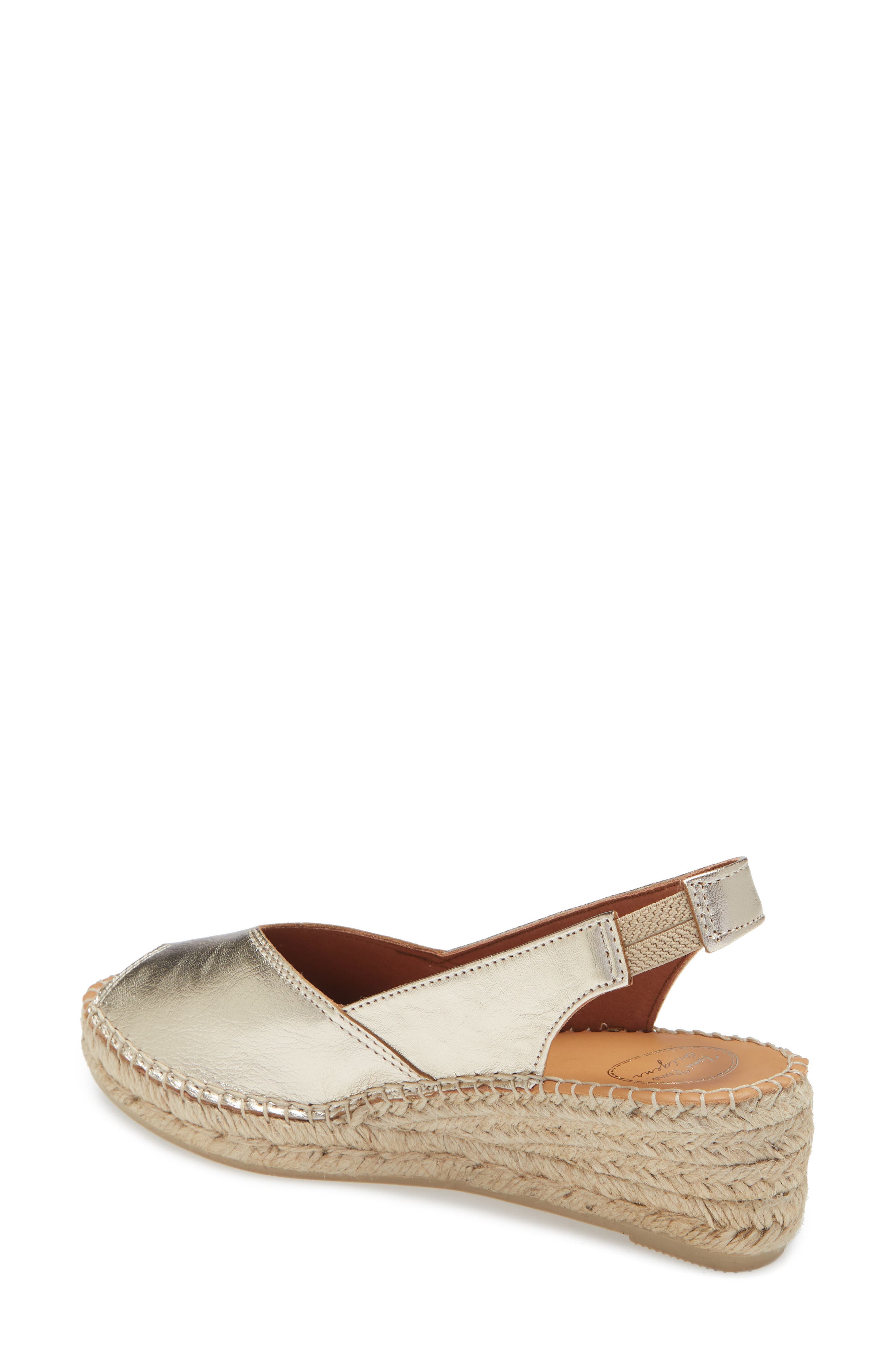 Bernia Espadrille Wedge, Alternate, color, PLATINUM LEATHER