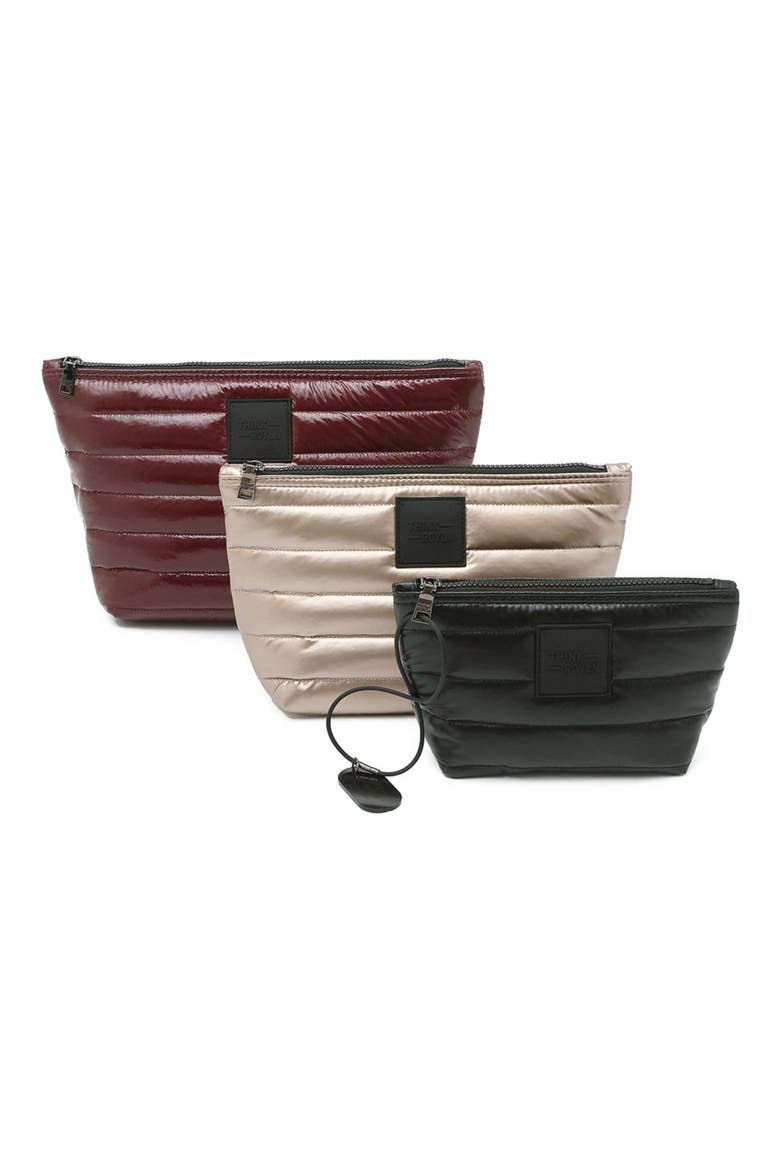 Travel Trio 3-Piece Pouch Set, Alternate, color, GLOSSY DEEP BURGUNDY