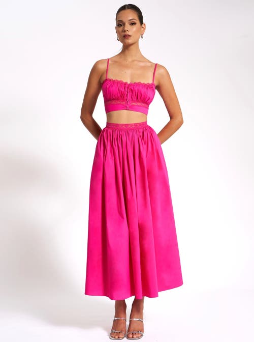 Miss Circle Martha Cotton Poplin Maxi Skirt With Lace Trim In Pink