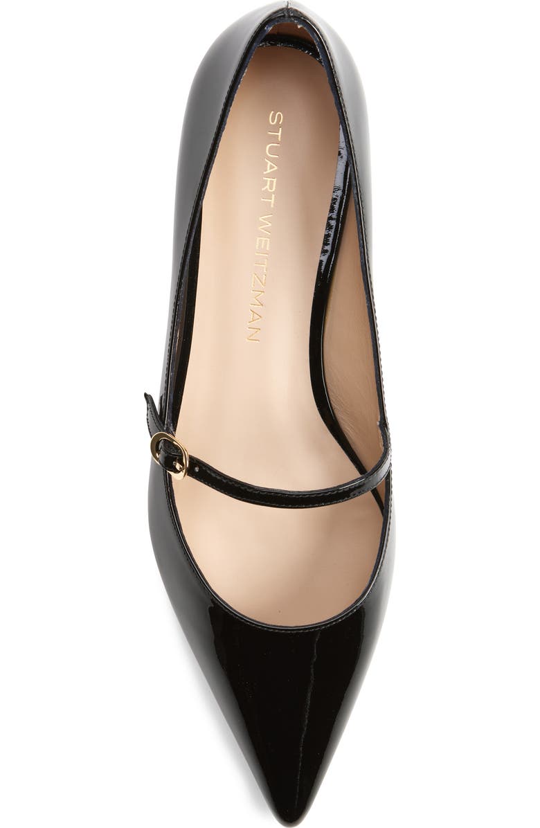Stuart Weitzman Emilia Mary Jane Flat, Alternate, color, Black Patent